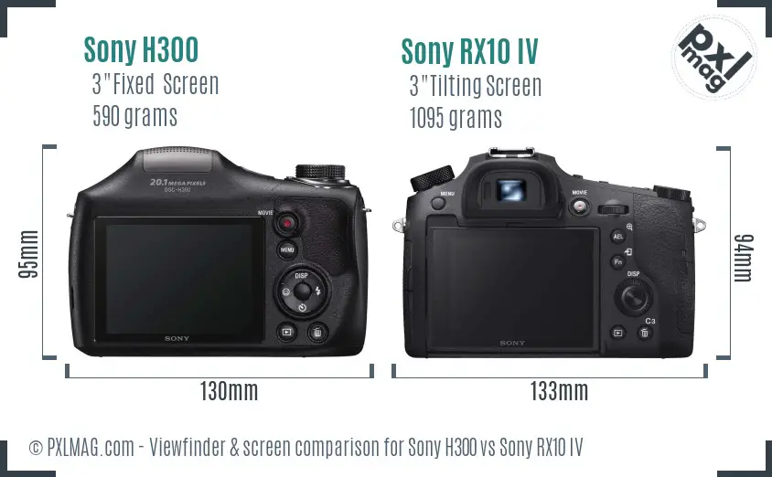 Sony H300 vs Sony RX10 IV Screen and Viewfinder comparison