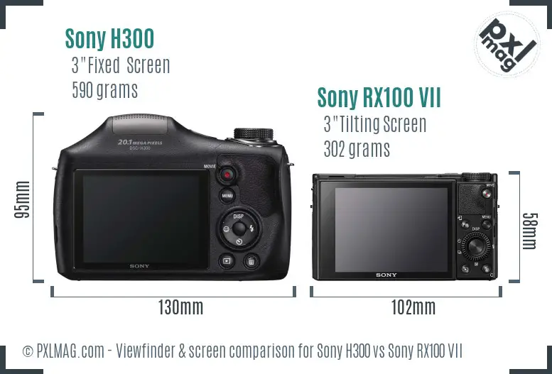 Sony H300 vs Sony RX100 VII Screen and Viewfinder comparison