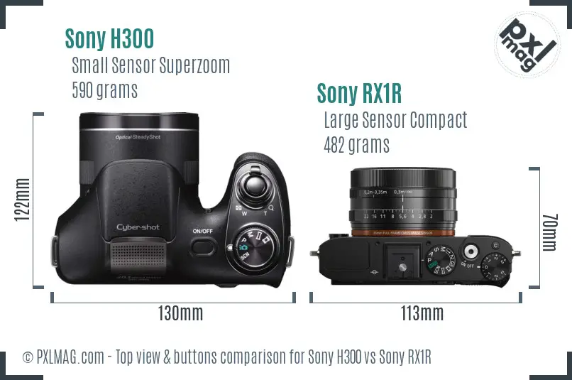 Sony H300 vs Sony RX1R top view buttons comparison