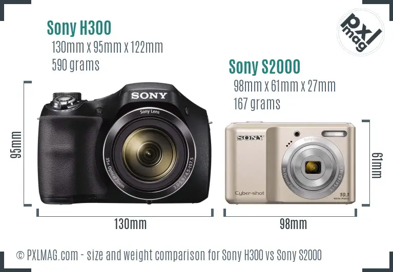 Sony H300 vs Sony S2000 size comparison