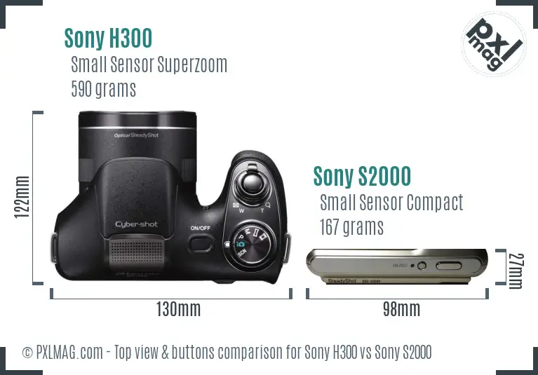 Sony H300 vs Sony S2000 top view buttons comparison
