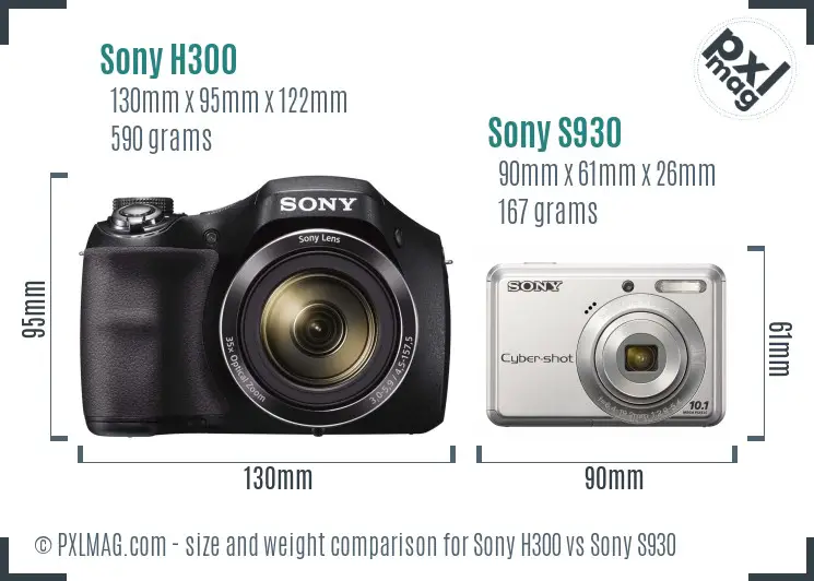 Sony H300 vs Sony S930 size comparison
