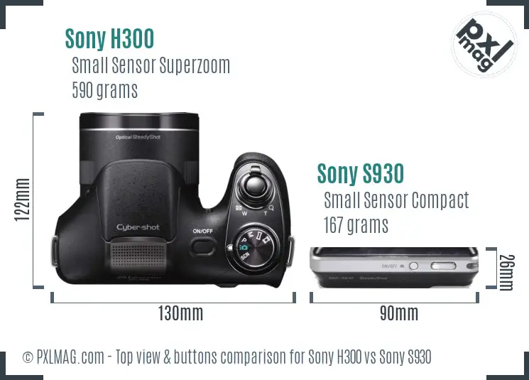 Sony H300 vs Sony S930 top view buttons comparison