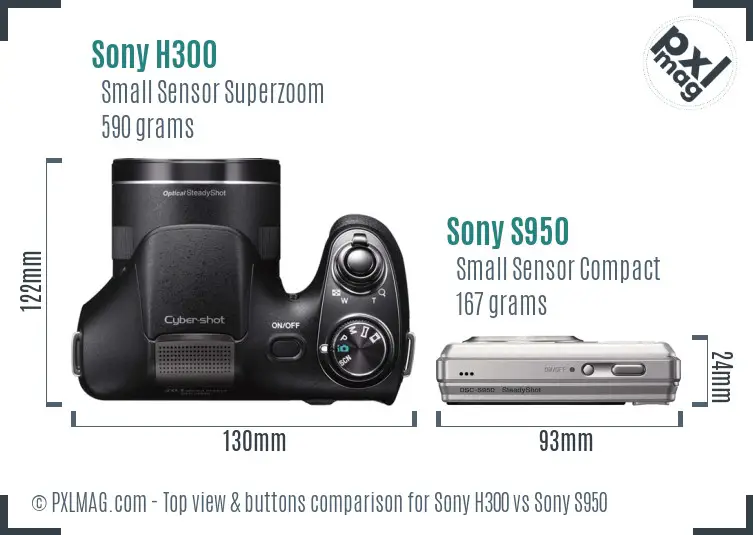 Sony H300 vs Sony S950 top view buttons comparison