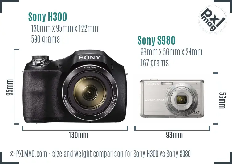 Sony H300 vs Sony S980 size comparison
