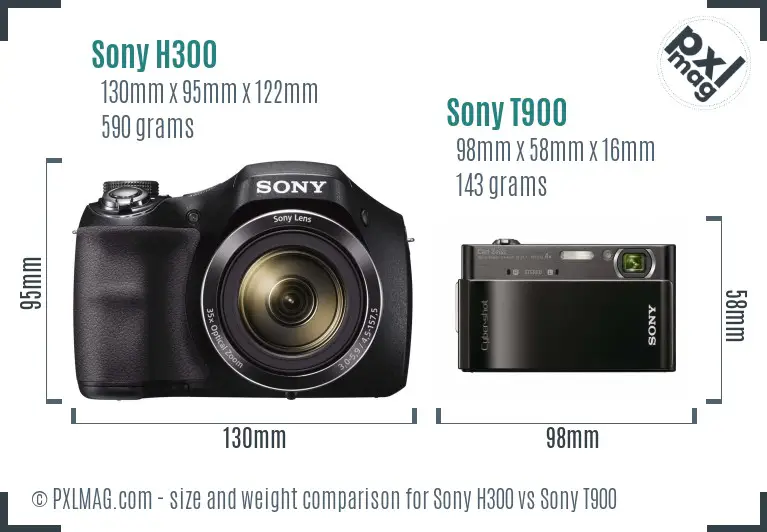 Sony H300 vs Sony T900 size comparison