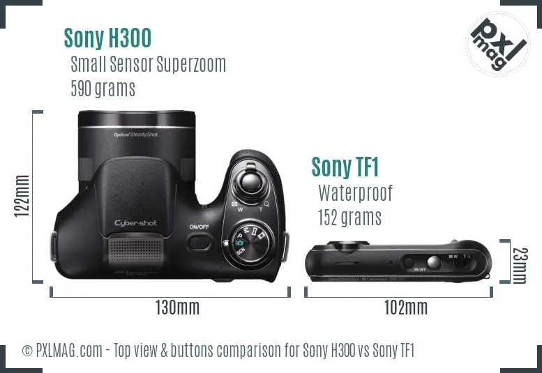 Sony H300 vs Sony TF1 top view buttons comparison