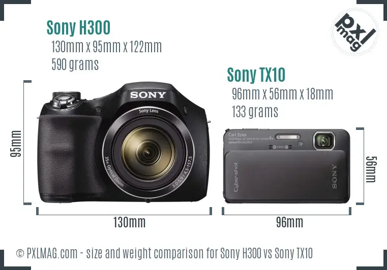Sony H300 vs Sony TX10 size comparison