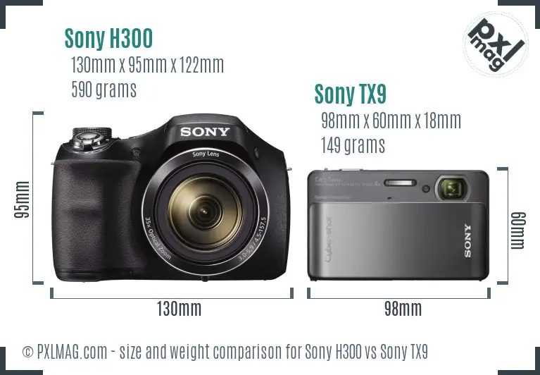 Sony H300 vs Sony TX9 size comparison