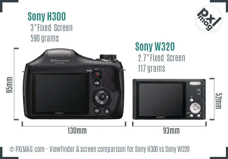 Sony H300 vs Sony W320 Screen and Viewfinder comparison