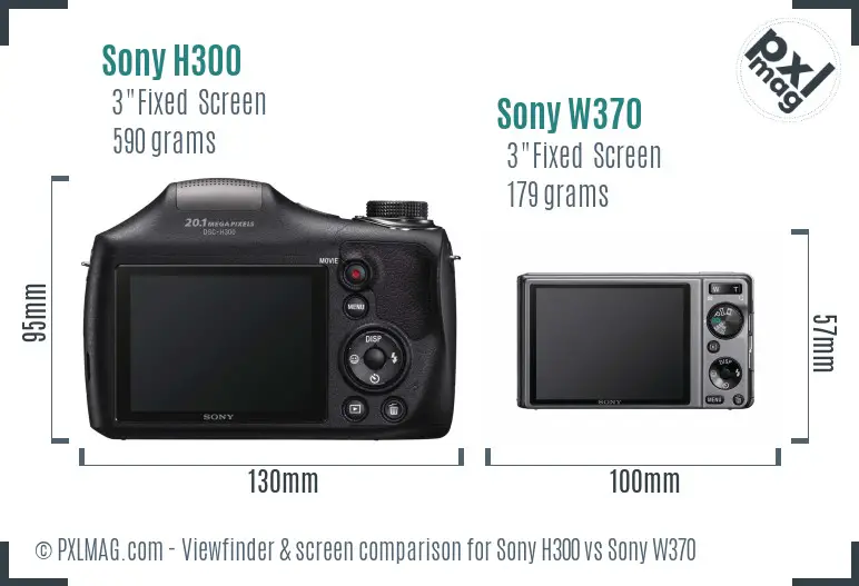 Sony H300 vs Sony W370 Screen and Viewfinder comparison