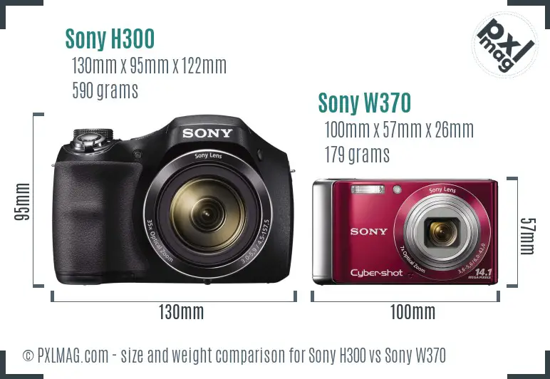 Sony H300 vs Sony W370 size comparison