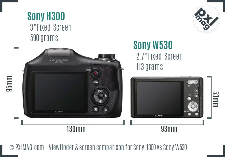 Sony H300 vs Sony W530 Screen and Viewfinder comparison