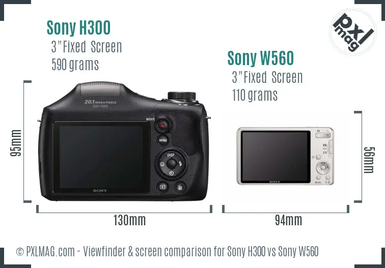 Sony H300 vs Sony W560 Screen and Viewfinder comparison