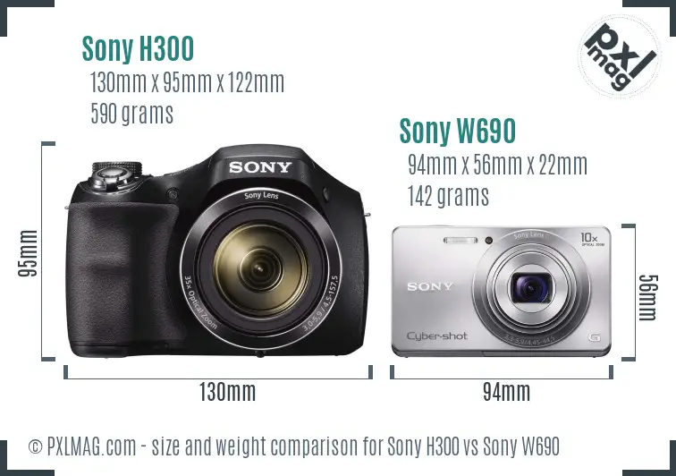 Sony H300 vs Sony W690 size comparison
