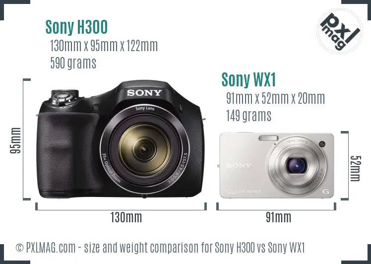 Sony H300 vs Sony WX1 size comparison
