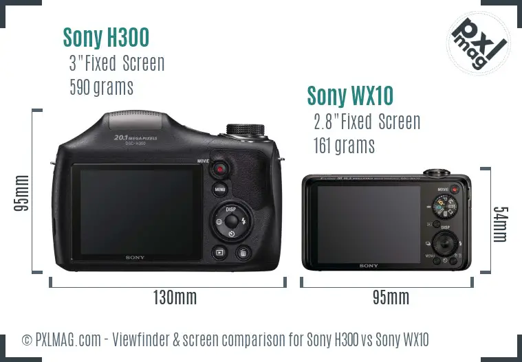 Sony H300 vs Sony WX10 Screen and Viewfinder comparison