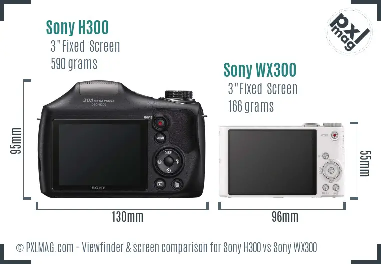 Sony H300 vs Sony WX300 Screen and Viewfinder comparison