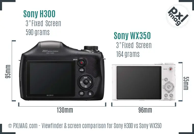 Sony H300 vs Sony WX350 Screen and Viewfinder comparison