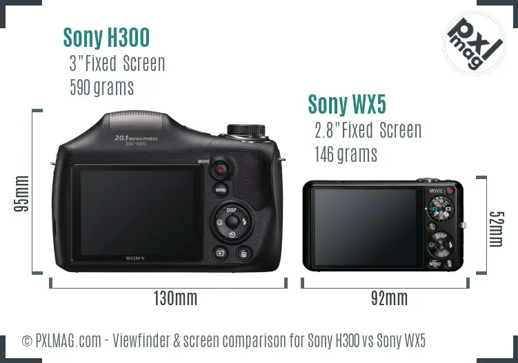 Sony H300 vs Sony WX5 Screen and Viewfinder comparison