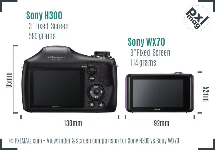 Sony H300 vs Sony WX70 Screen and Viewfinder comparison