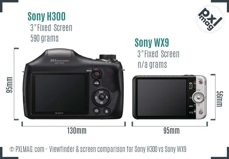 Sony H300 vs Sony WX9 Screen and Viewfinder comparison