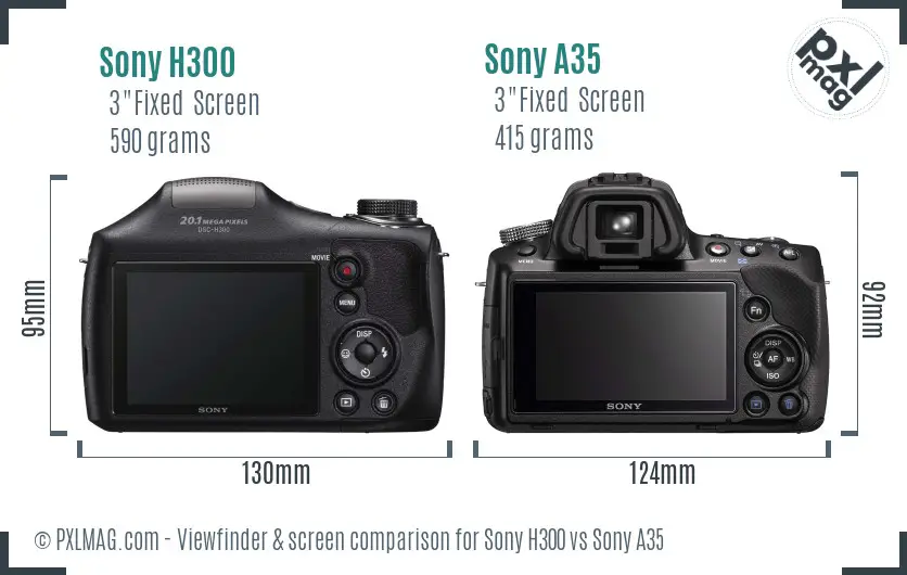 Sony H300 vs Sony A35 Screen and Viewfinder comparison