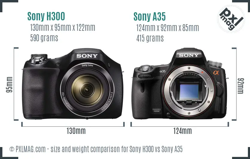 Sony H300 vs Sony A35 size comparison