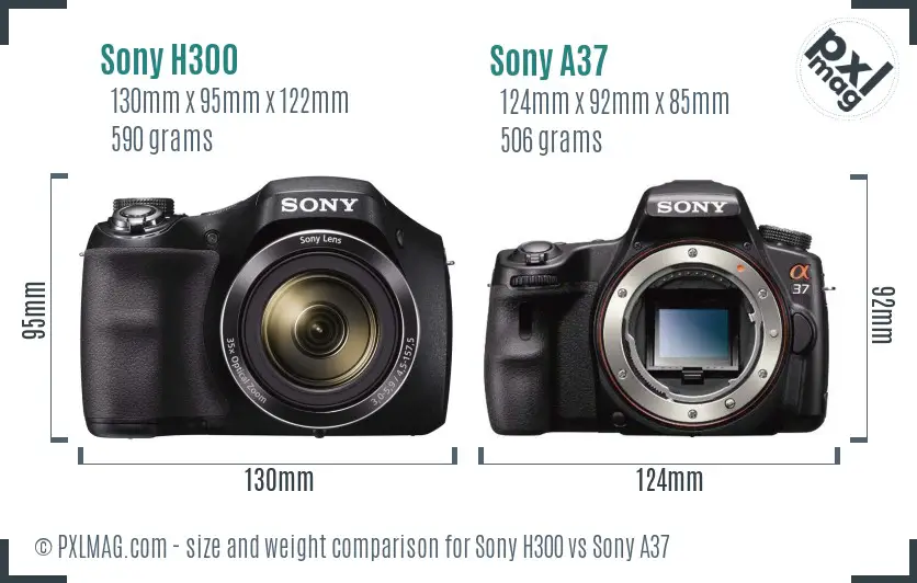 Sony H300 vs Sony A37 size comparison
