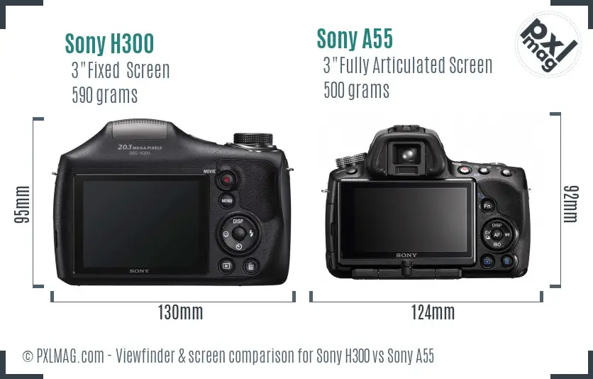 Sony H300 vs Sony A55 Screen and Viewfinder comparison