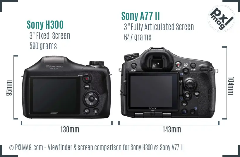 Sony H300 vs Sony A77 II Screen and Viewfinder comparison