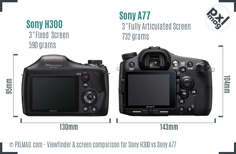 Sony H300 vs Sony A77 Screen and Viewfinder comparison