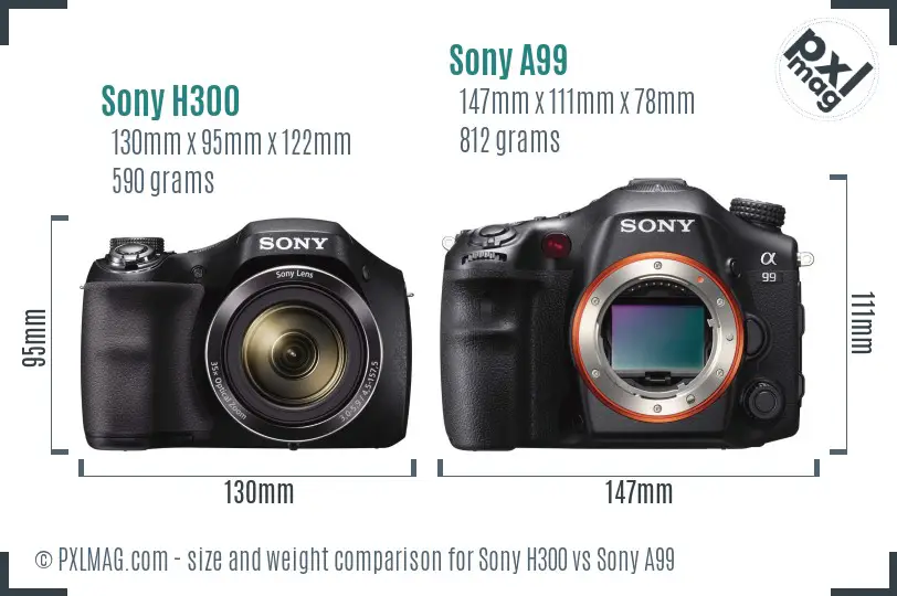 Sony H300 vs Sony A99 size comparison
