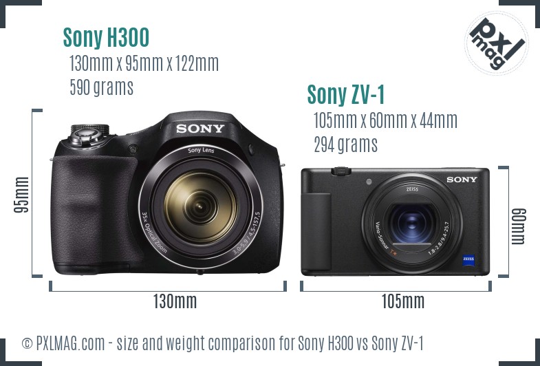 Sony H300 vs Sony ZV-1 size comparison
