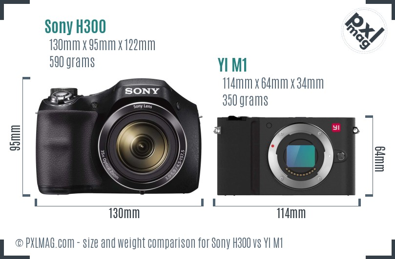 Sony H300 vs YI M1 size comparison
