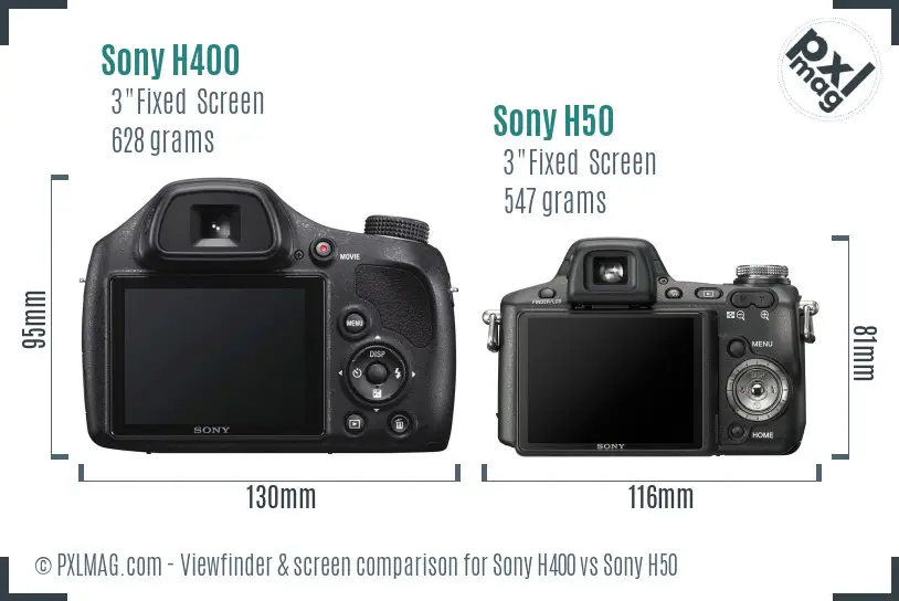 Sony H400 vs Sony H50 Screen and Viewfinder comparison