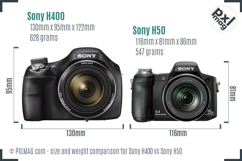 Sony H400 vs Sony H50 size comparison