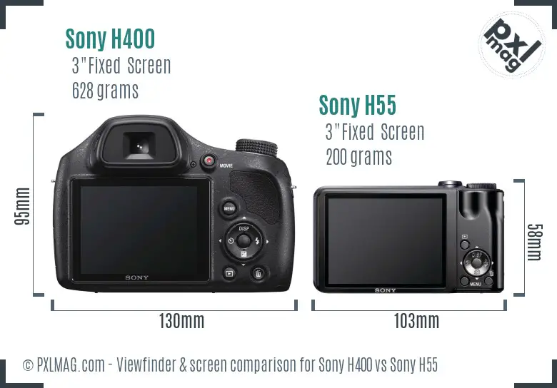 Sony H400 vs Sony H55 Screen and Viewfinder comparison