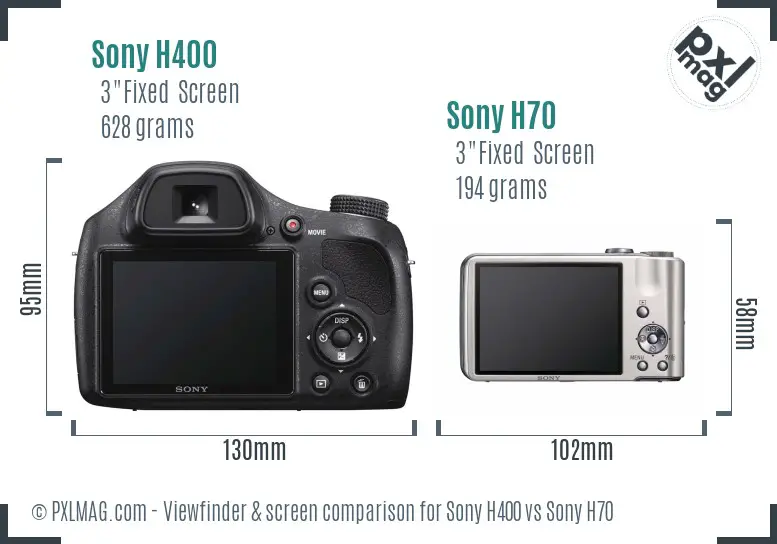 Sony H400 vs Sony H70 Screen and Viewfinder comparison