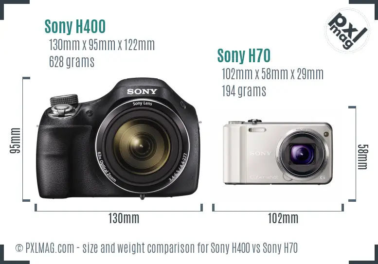 Sony H400 vs Sony H70 size comparison