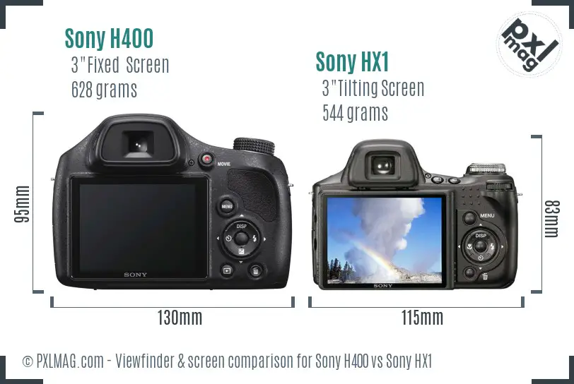 Sony H400 vs Sony HX1 Screen and Viewfinder comparison
