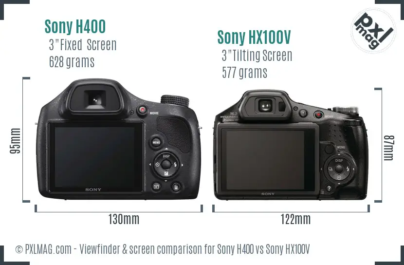 Sony H400 vs Sony HX100V Screen and Viewfinder comparison