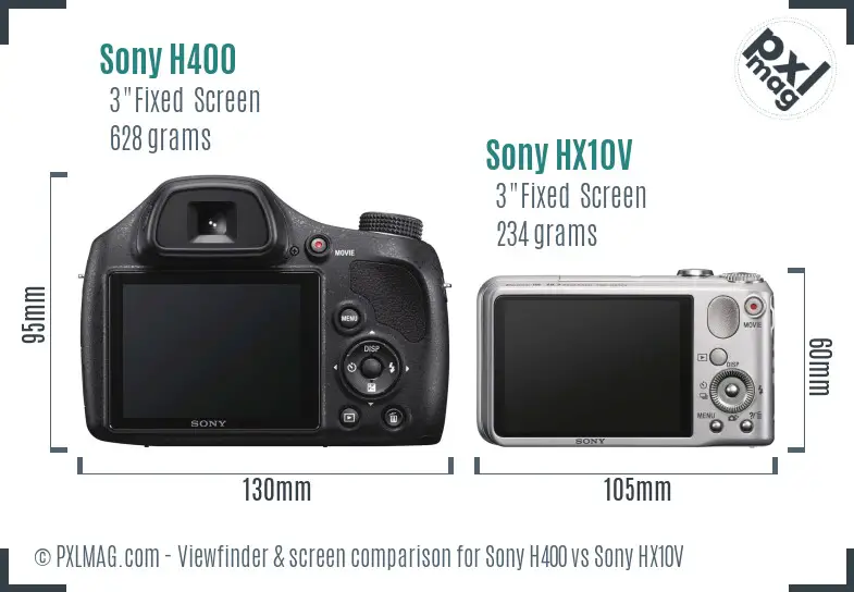 Sony H400 vs Sony HX10V Screen and Viewfinder comparison