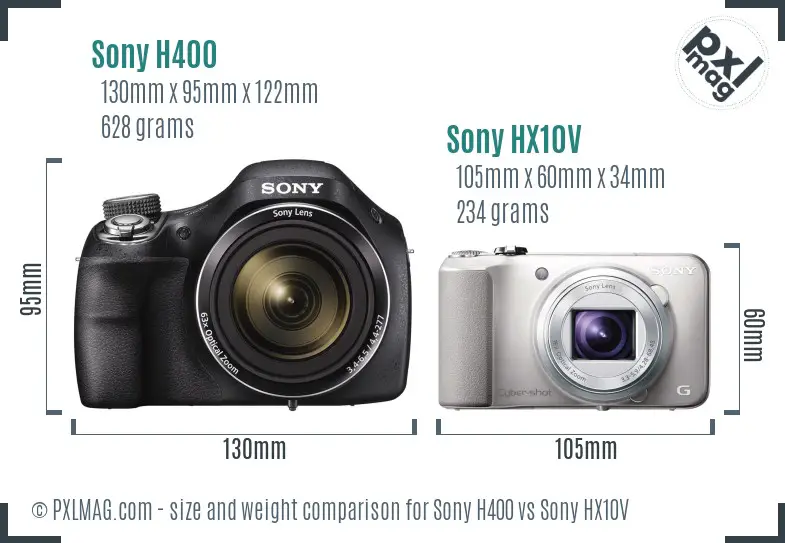 Sony H400 vs Sony HX10V size comparison