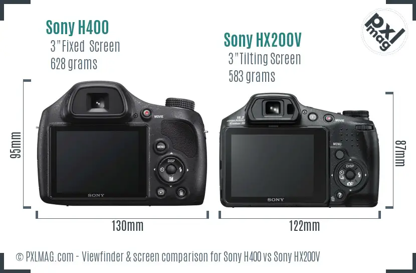 Sony H400 vs Sony HX200V Screen and Viewfinder comparison