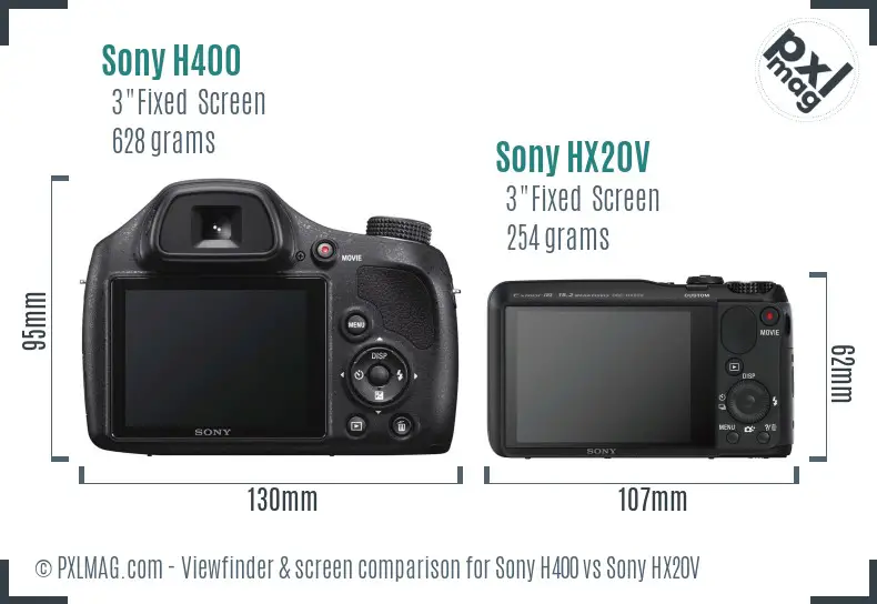 Sony H400 vs Sony HX20V Screen and Viewfinder comparison