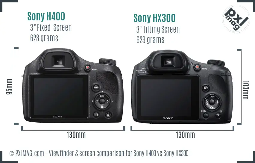 Sony H400 vs Sony HX300 Screen and Viewfinder comparison