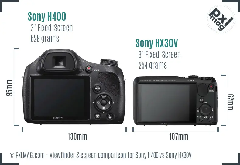 Sony H400 vs Sony HX30V Screen and Viewfinder comparison