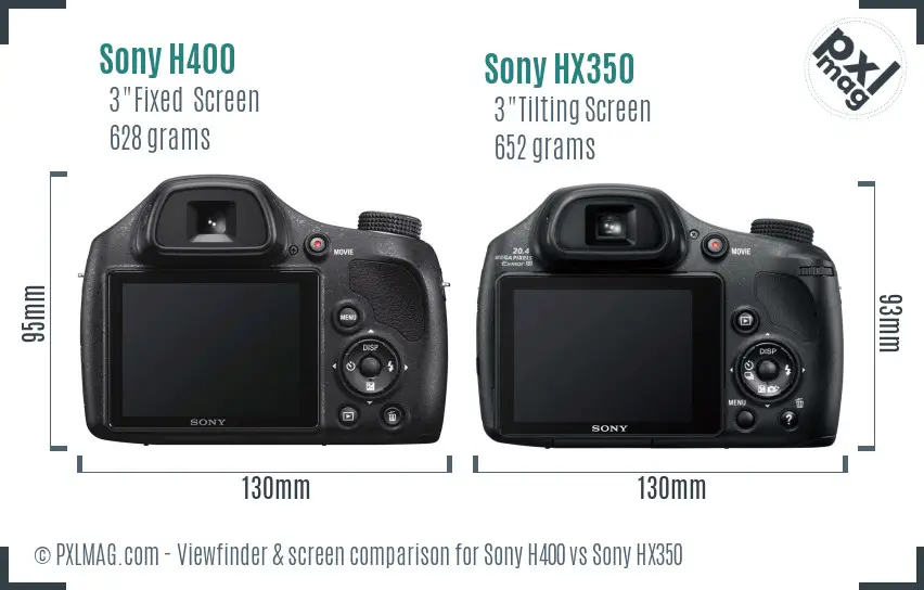 Sony H400 vs Sony HX350 Screen and Viewfinder comparison