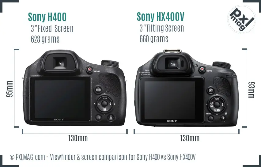 Sony H400 vs Sony HX400V Screen and Viewfinder comparison
